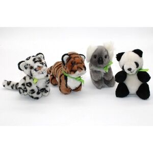 1988 Wendy's World Wildlife Fund Snow Leopard, Bengal Tiger, Koala Panda Plush